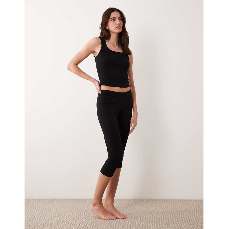 ASOS DESIGN mix & match capri pyjama trousers in black 115089484