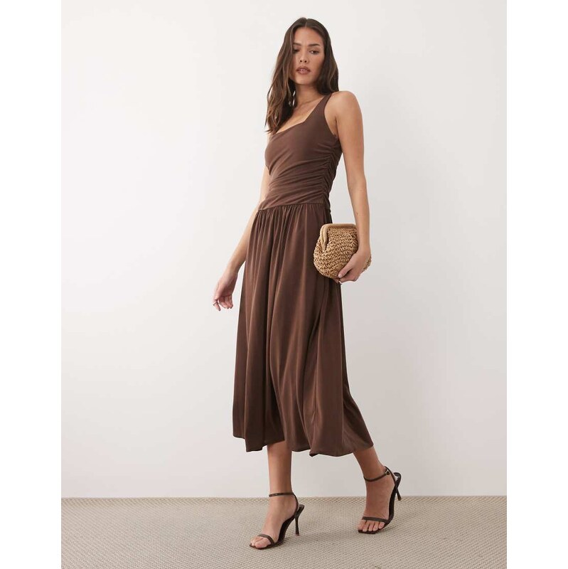 Nobodys Child Natalie modal blend square neck ruched detail midi