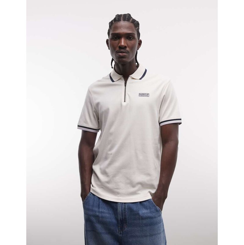 Barbour International Panter short sleeve interlock zip logo polo in 114956366