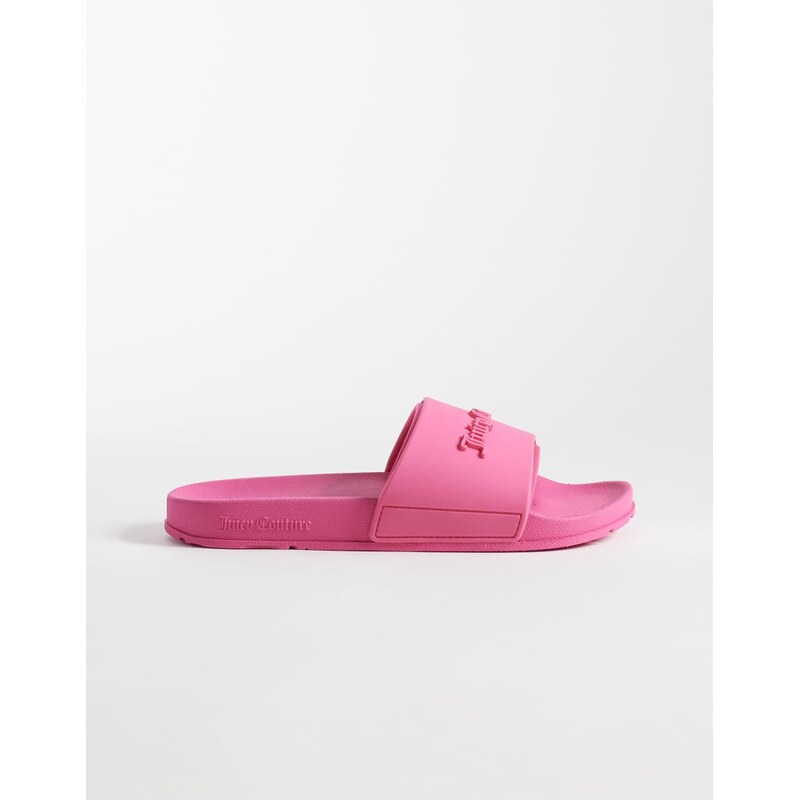 Juicy Couture Breanna embossed logo sliders in hot pink 114935032