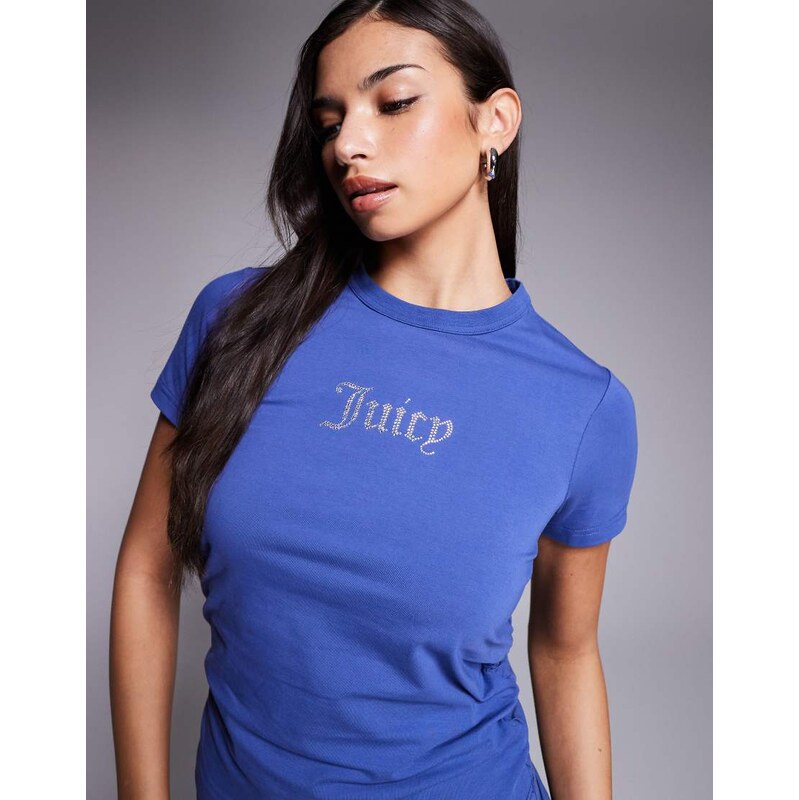 Juicy Couture co-ord fitted diamante logo t-shirt in blue 114927781