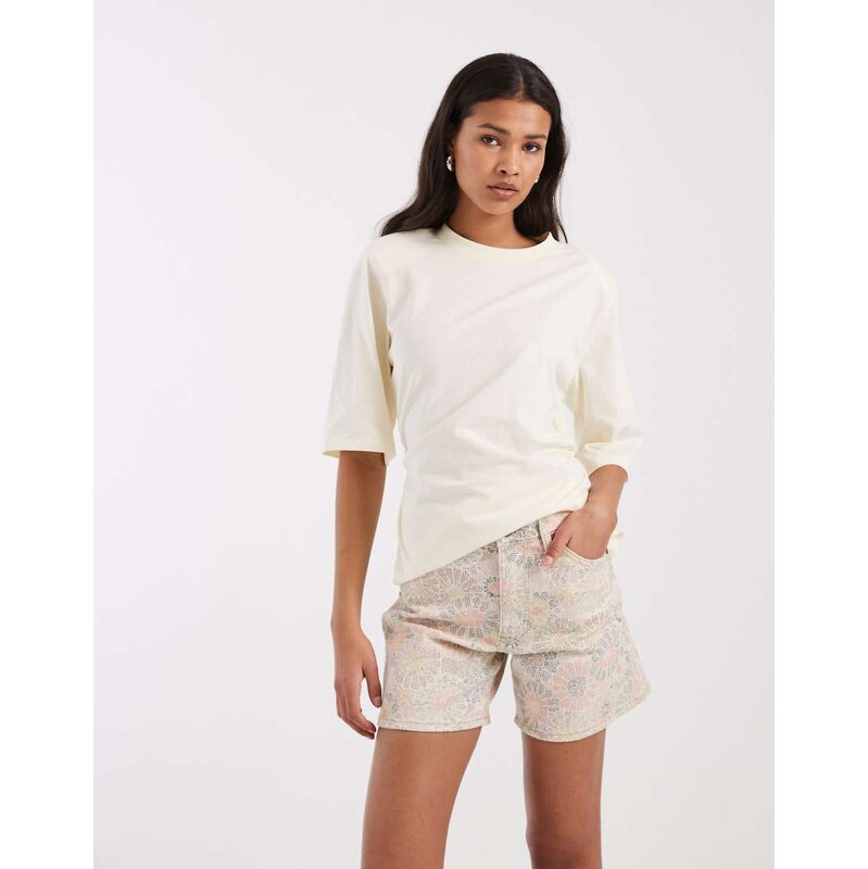Wrangler denim cowboy shorts in floral print-Multi