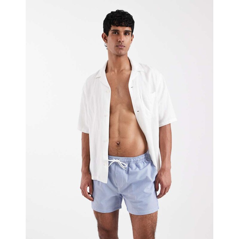 New Look mid length swim shorts in blue stripe
