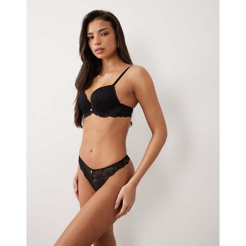 Boux Avenue Mollie lace thong in black 115522641