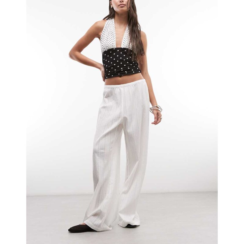 Weekday pull on textured cotton trousers in ecru-White 114927871