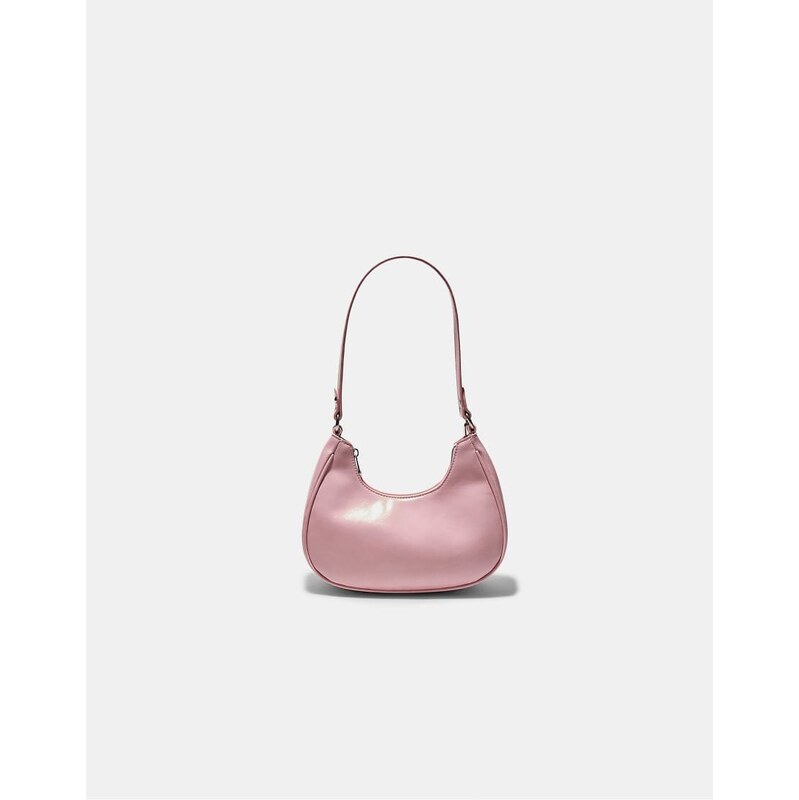 Stradivarius Half-moon shoulder bag in pastel pink