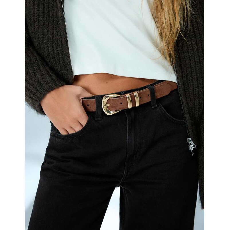 Bershka Faux leather belt in brown 114927894