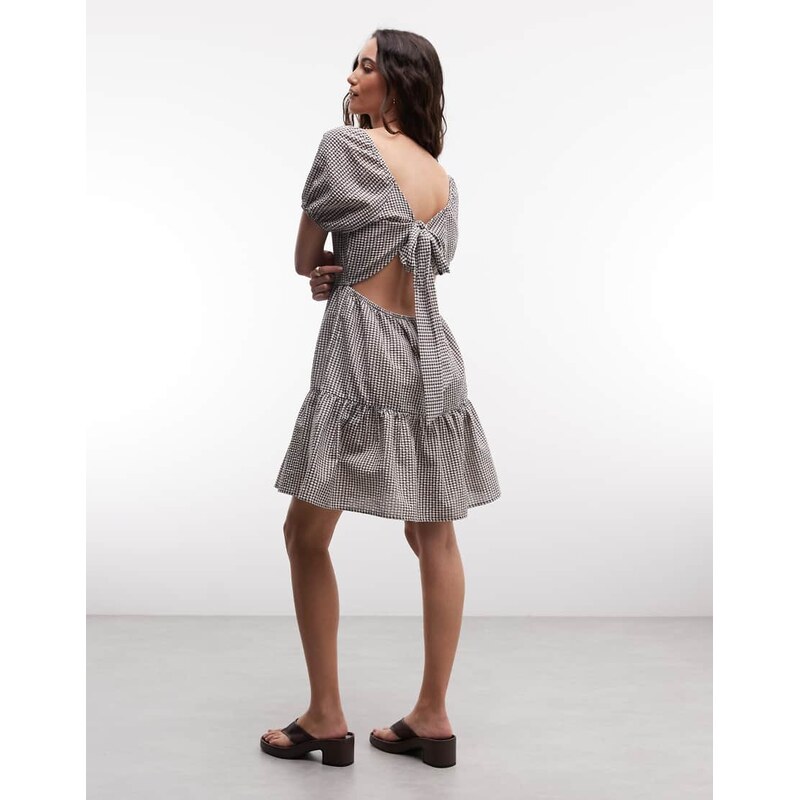 Noisy May tirered seersucker mini dress with open tie back in 114927902
