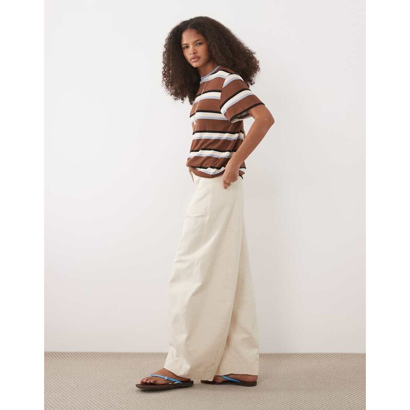 ASOS DESIGN knitted jersey boxy top co-ord in chocolate and