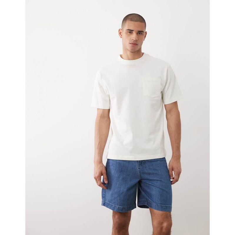 ASOS DESIGN mid length denim jorts in blue