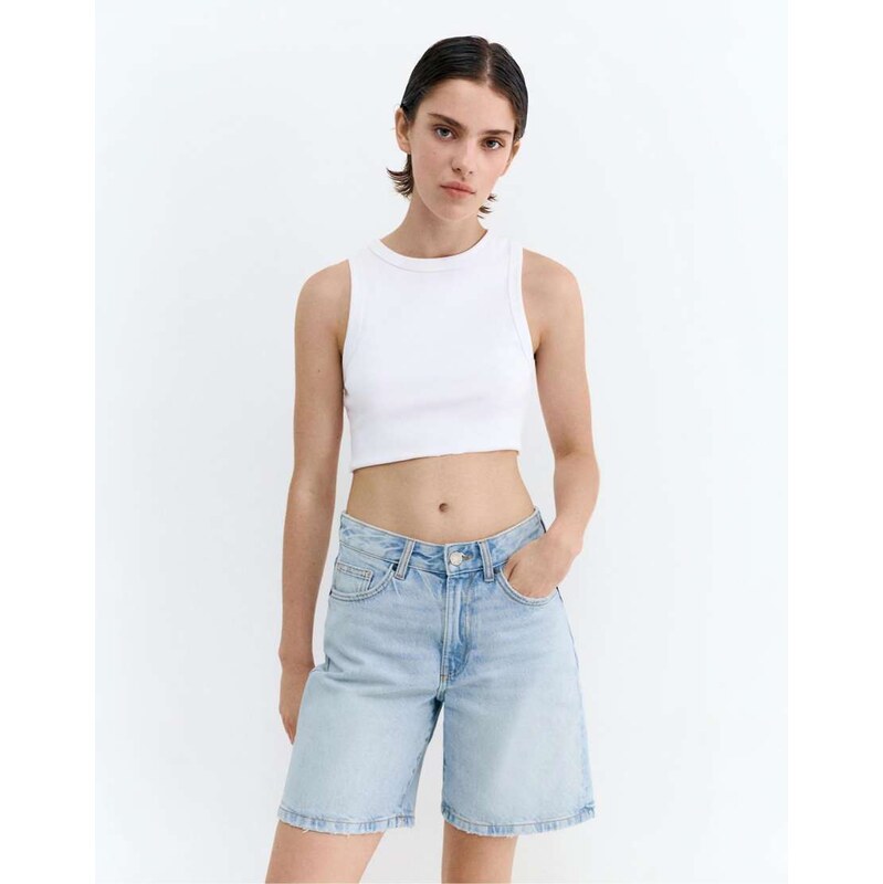 Pull&Bear Denim bermuda shorts in medium blue 114928028