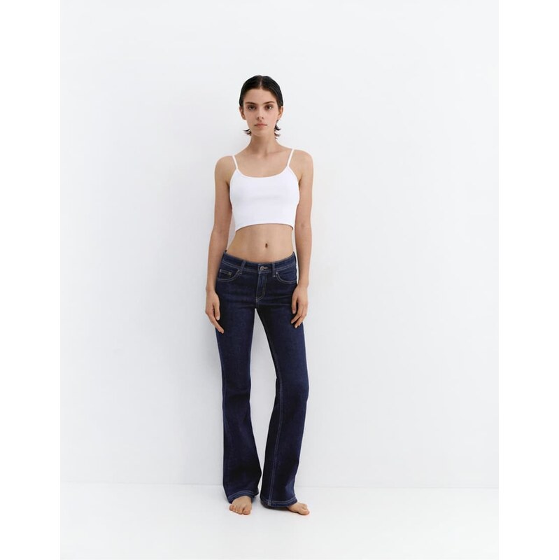 Pull&Bear Low-rise boot-cut jeans in navy 114928032