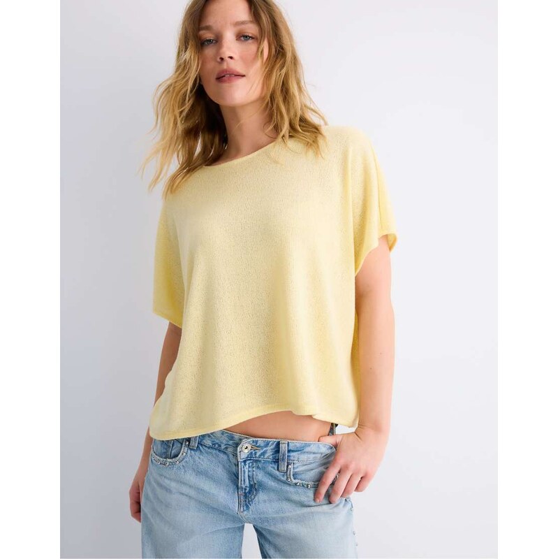 Stradivarius Rustic cape t-shirt in pastel yellow
