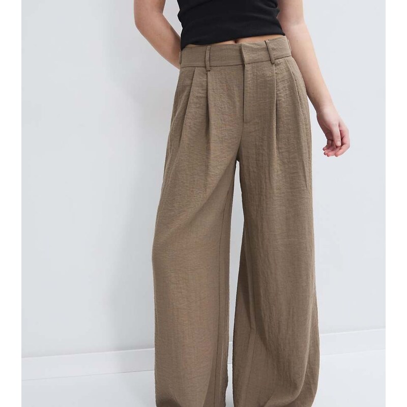 Stradivarius Tall adjustable wide-leg trousers in brown