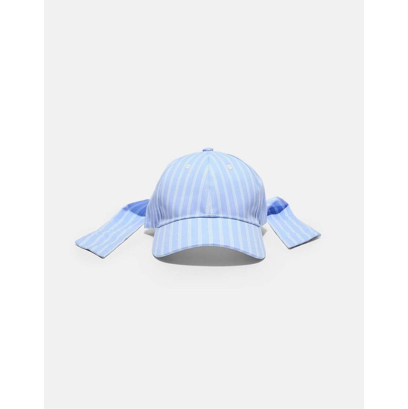Stradivarius Striped bow cap in blue 114928124