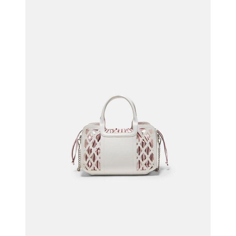 Stradivarius Combined basket tote bag in white 114928118