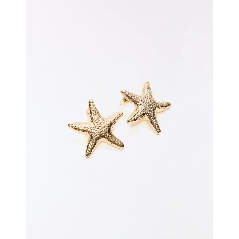 Bershka Starfish earrings in gold 114928136