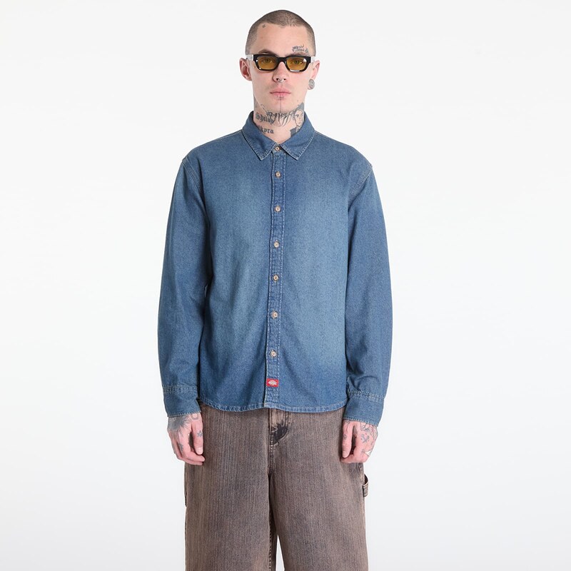 Košile Dickies Lightweight Denim Shirt Ls Khaki Tntd Blue XXL