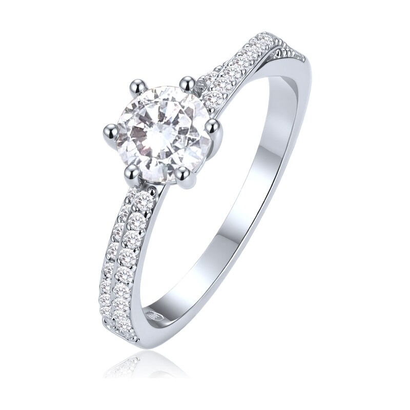 MINET Elegantní stříbrný prsten s bílým zirkonem vel. 51 114931090
