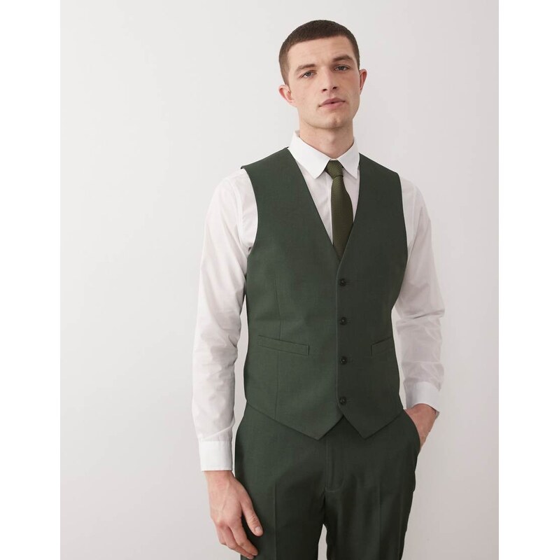 ASOS DESIGN slim suit waistcoat in dark green