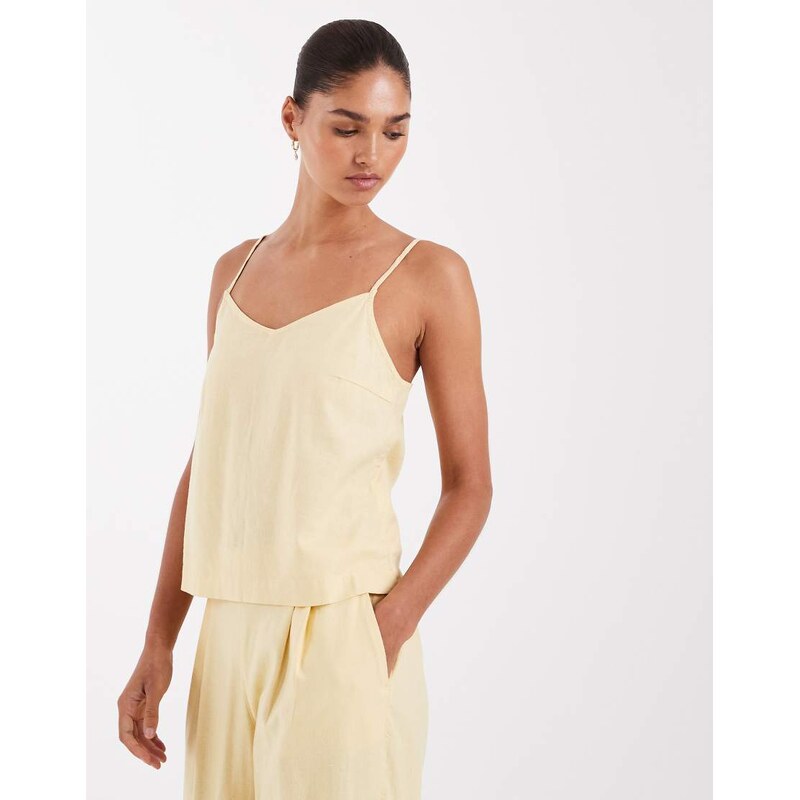JJXX co ord linen blend cami top in butteryellow 115520634