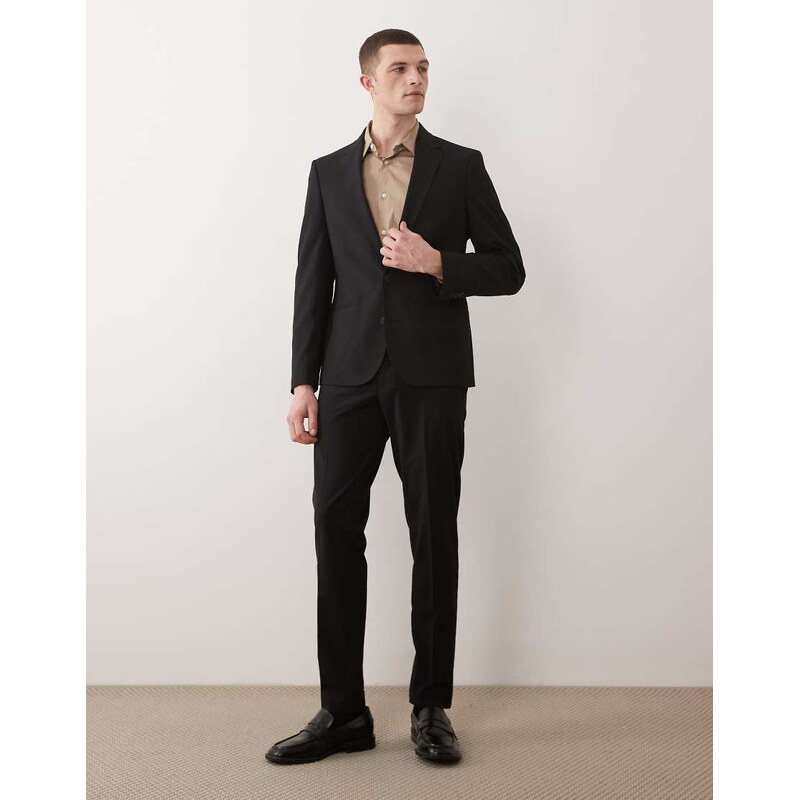 ASOS DESIGN skinny washable wool suit blazer in black