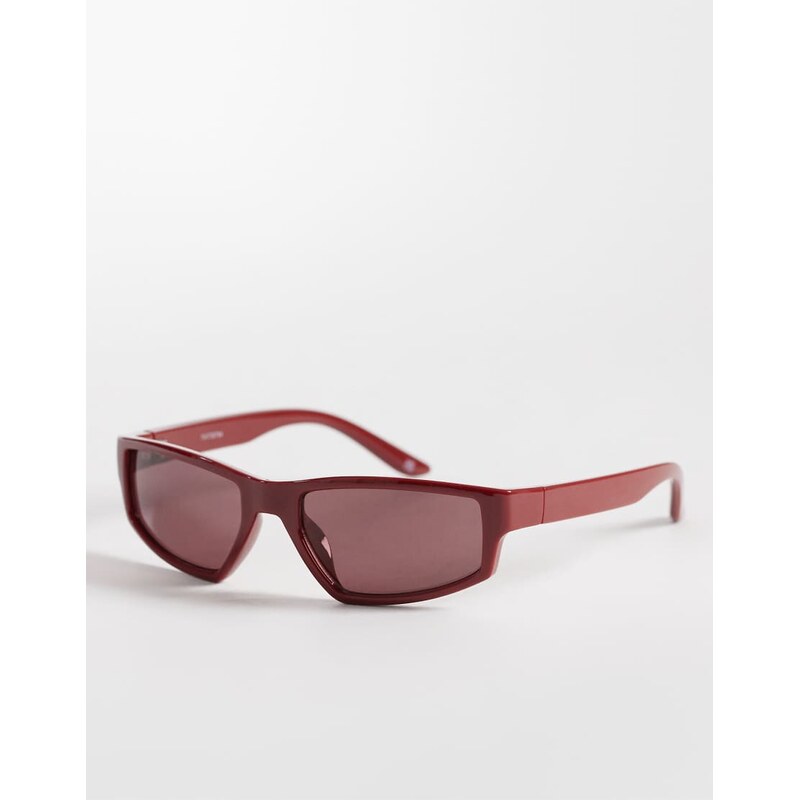 ASOS DESIGN wrap sunglasses in red frame with red lens