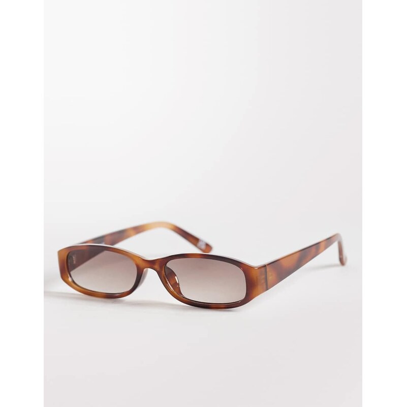 ASOS DESIGN slim rectangle sunglasses in tort frame with brown