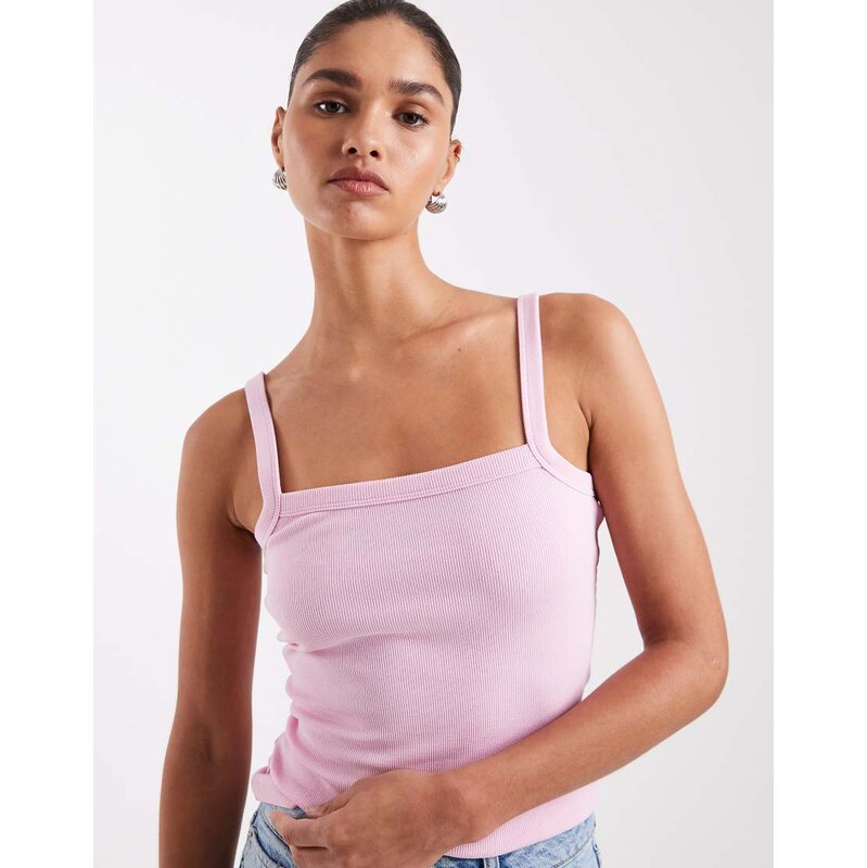 JJXX ribbed square neck vest in PINK 115521703