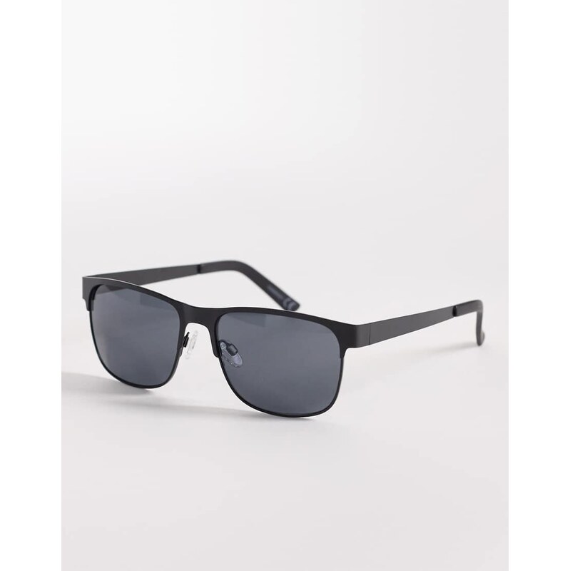 ASOS DESIGN retro sunglasses in matte black frame with smoke