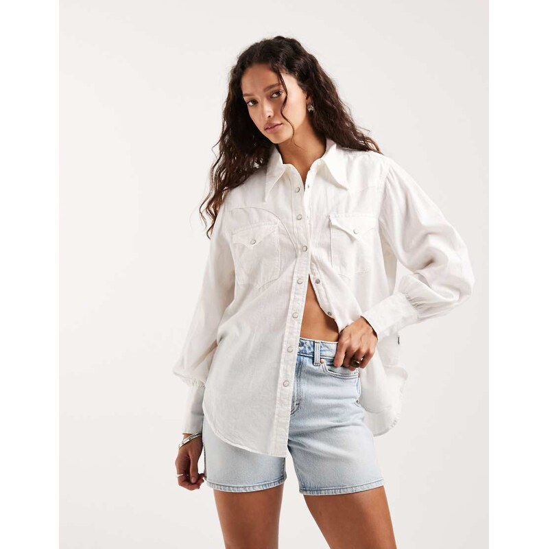 Wrangler western button up shirt in white