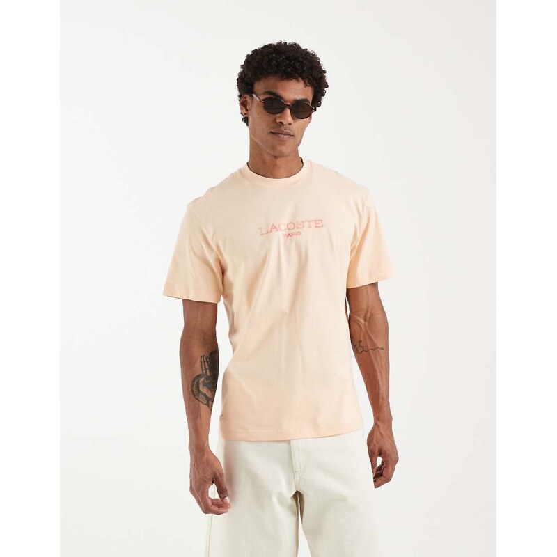 Lacoste chest logo relaxed fit t-shirt in peach-Orange