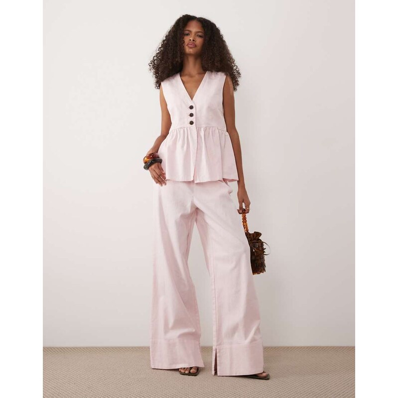 YAS wide leg trouser co-ord in pale pink 114975223