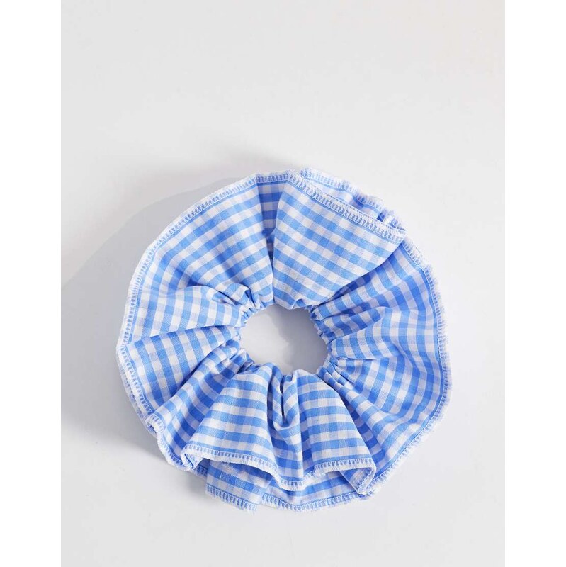 JJXX large gingham scrunchie in light blue 114977059