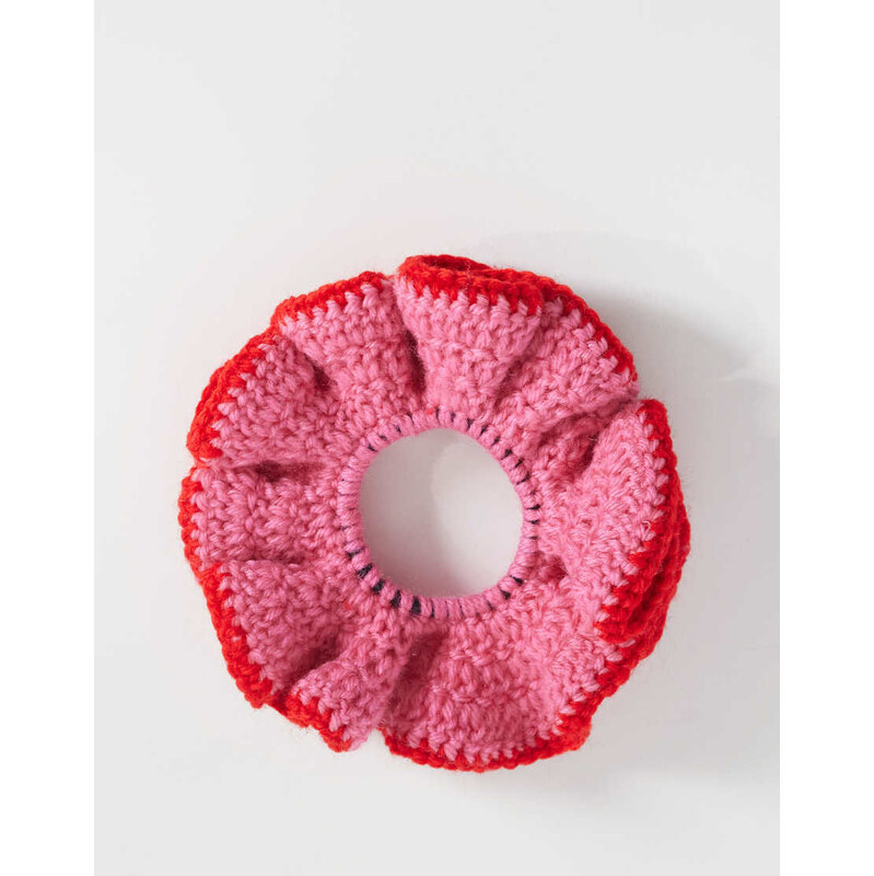 JJXX crochet scrunchie in pink and red 114983994