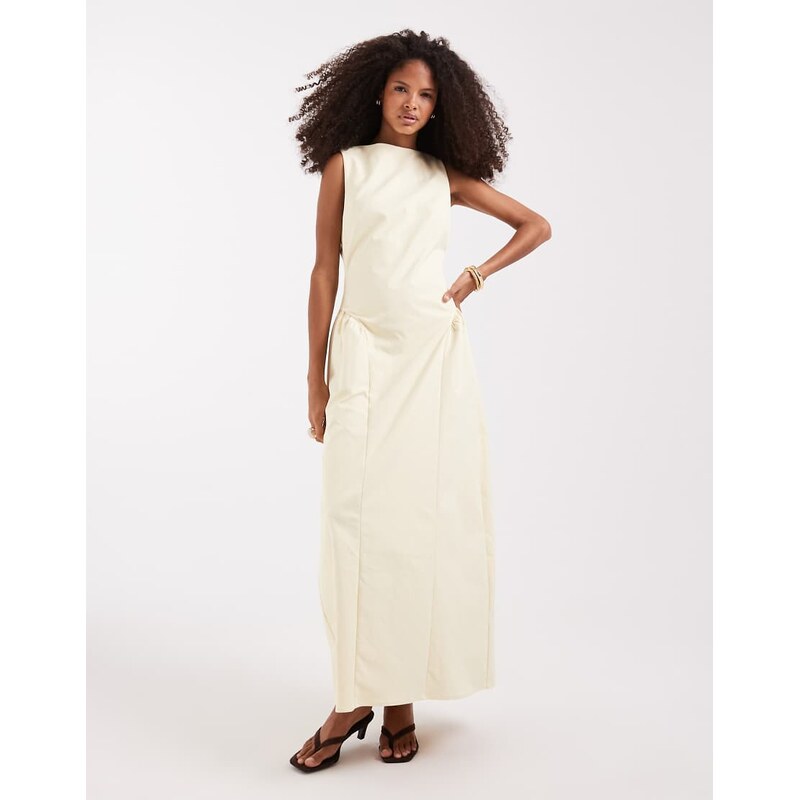 Pretty Lavish Slyvie slash neck hip detail midaxi dress in lemon 114930143