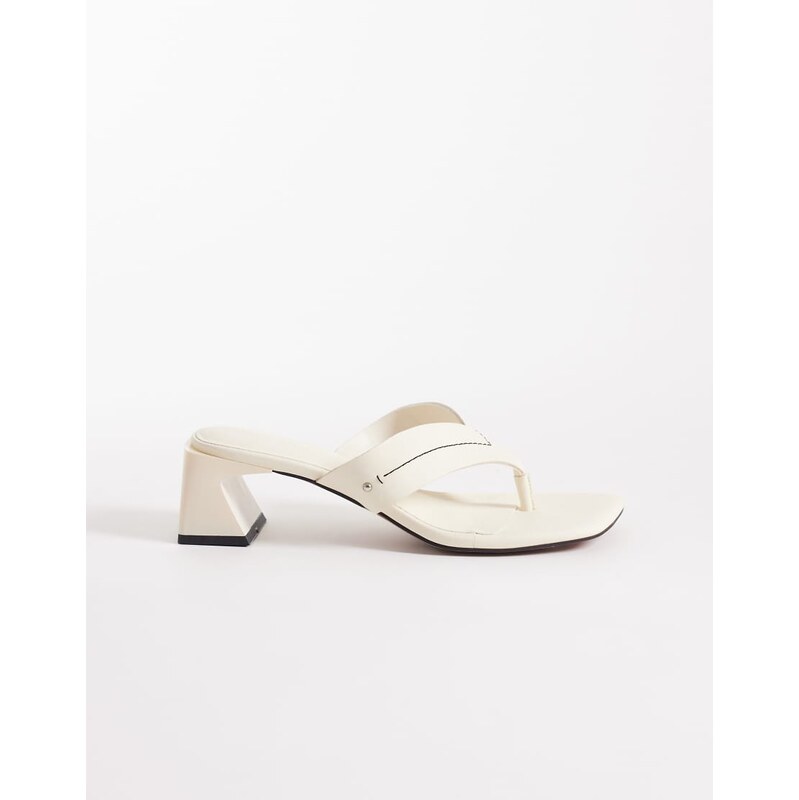 ASOS DESIGN Honest toe thong block heeled sandals in off white 115520786