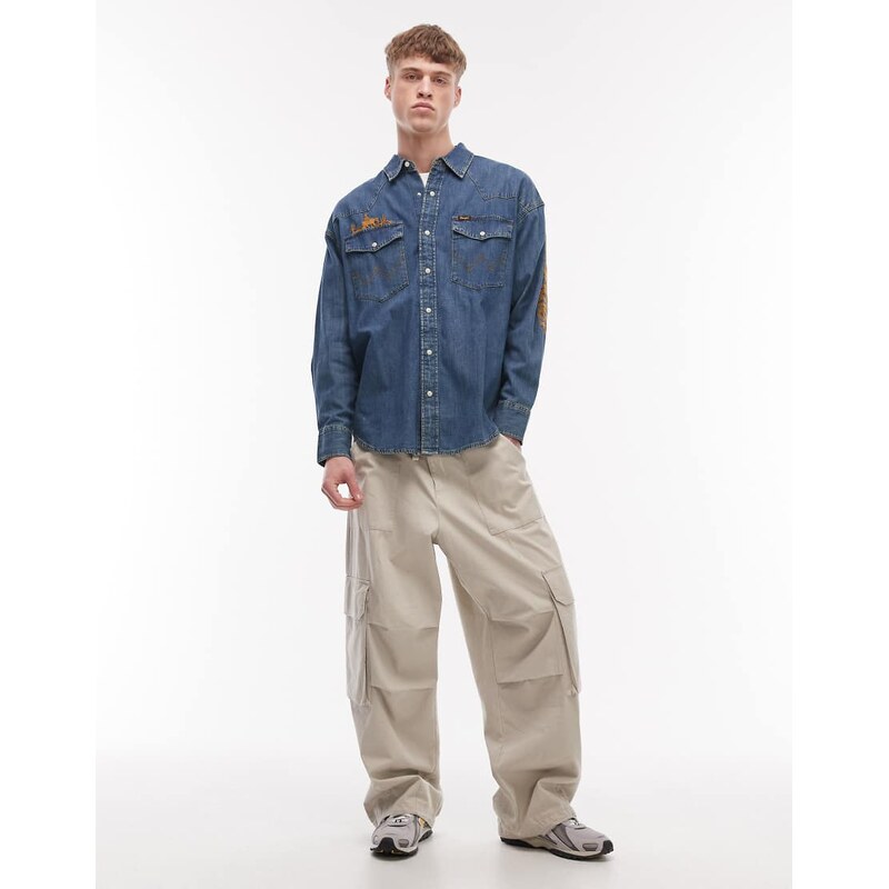 Wrangler western shirt in blue denim