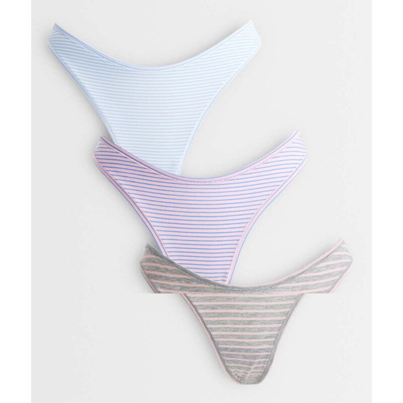 ASOS DESIGN 3 pack stripe thong in lilac & pink-Multi 114930190