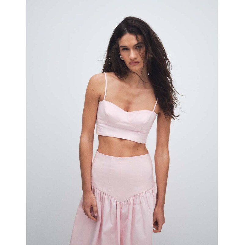 ASOS DESIGN seam detail bralet co ord in dusty pink