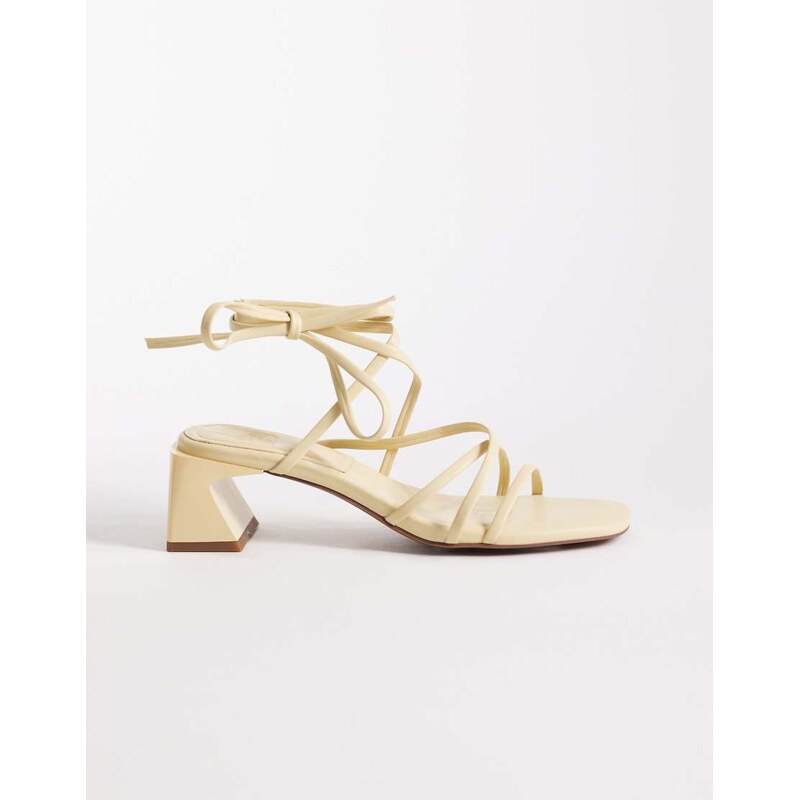 ASOS DESIGN Hundred strappy block heel sandals in butter yellow