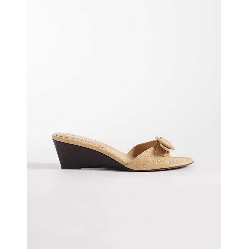 ASOS DESIGN Highway buckle detail wedge sandals in natural