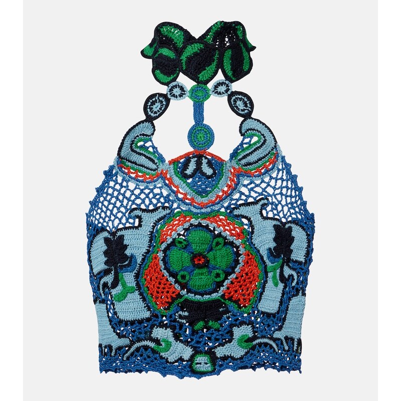 Etro Floral crochet cotton crop top