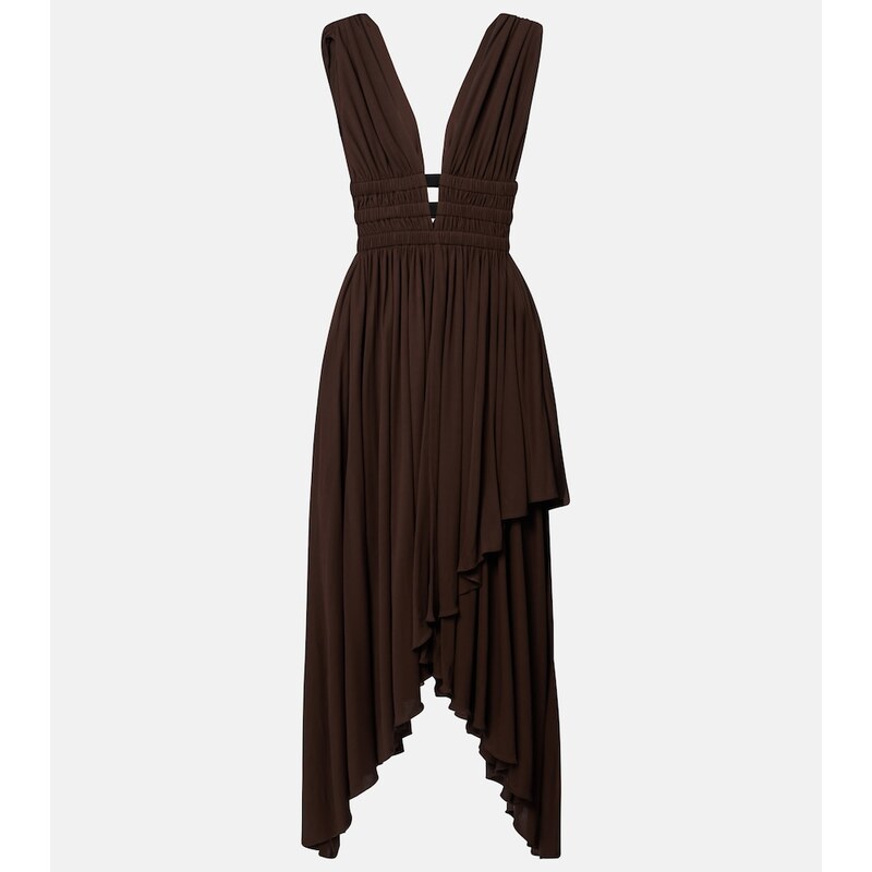 Alaia AlaÃ¯a Deesse asymmetric jersey midi dress