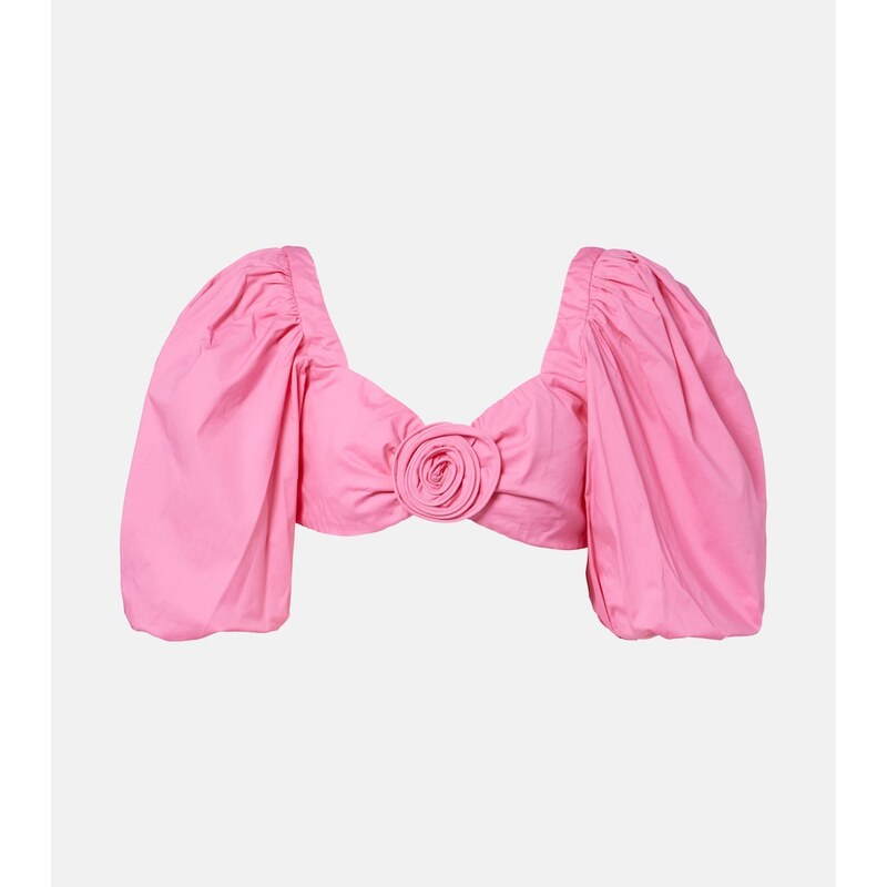 Adriana Degreas Floral-appliquÃ cotton-blend crop top