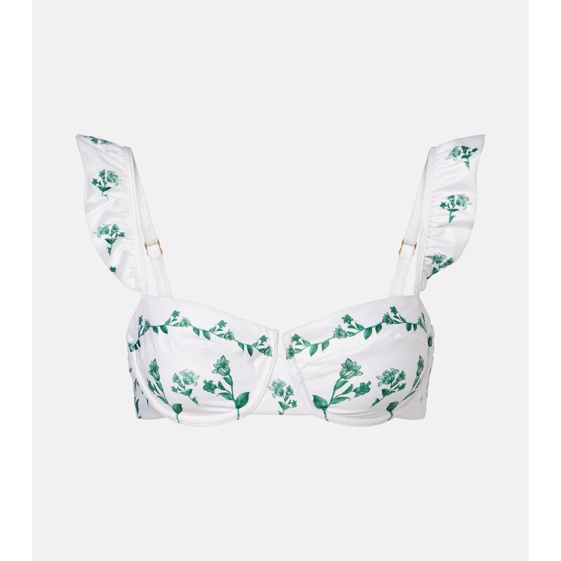 Agua by Agua Bendita Kiwi floral ruffled bikini top