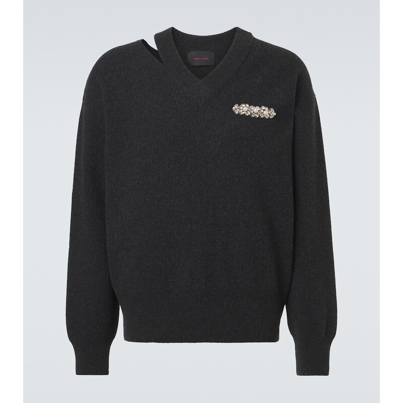Simone Rocha Cutout embellished wool-blend sweater