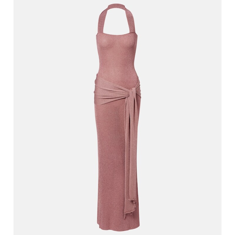 Aya Muse Knitted lamÃ maxi dress