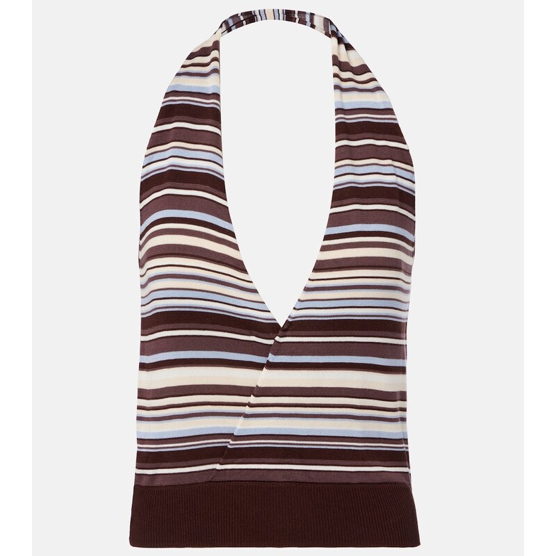 Aya Muse Knitted striped halterneck top