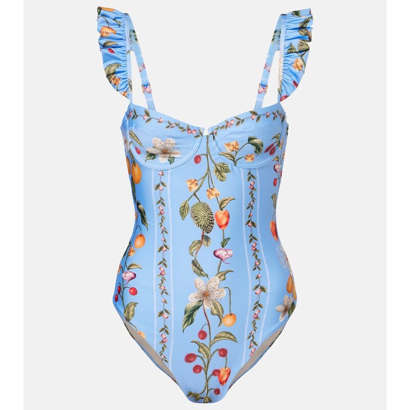 Agua by Agua Bendita Ajonjoli printed ruffled swimsuit